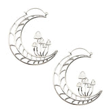 Mushroom Half Moon Stainless Steel Plug Hoops