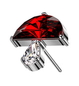 Mushroom Red And Clear CZ Titanium Threadless Top