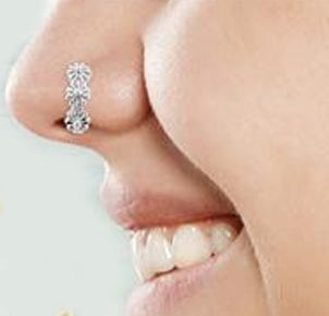 18G CZ Cross Nose Curve Ring