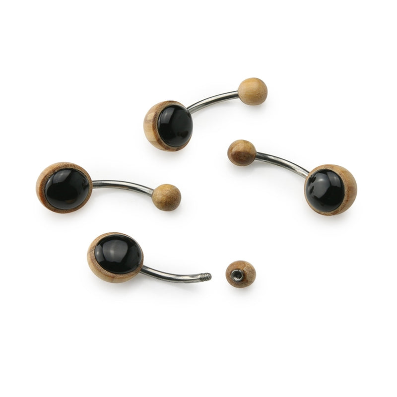 Black Onyx X Olive Wood Belly Button Ring