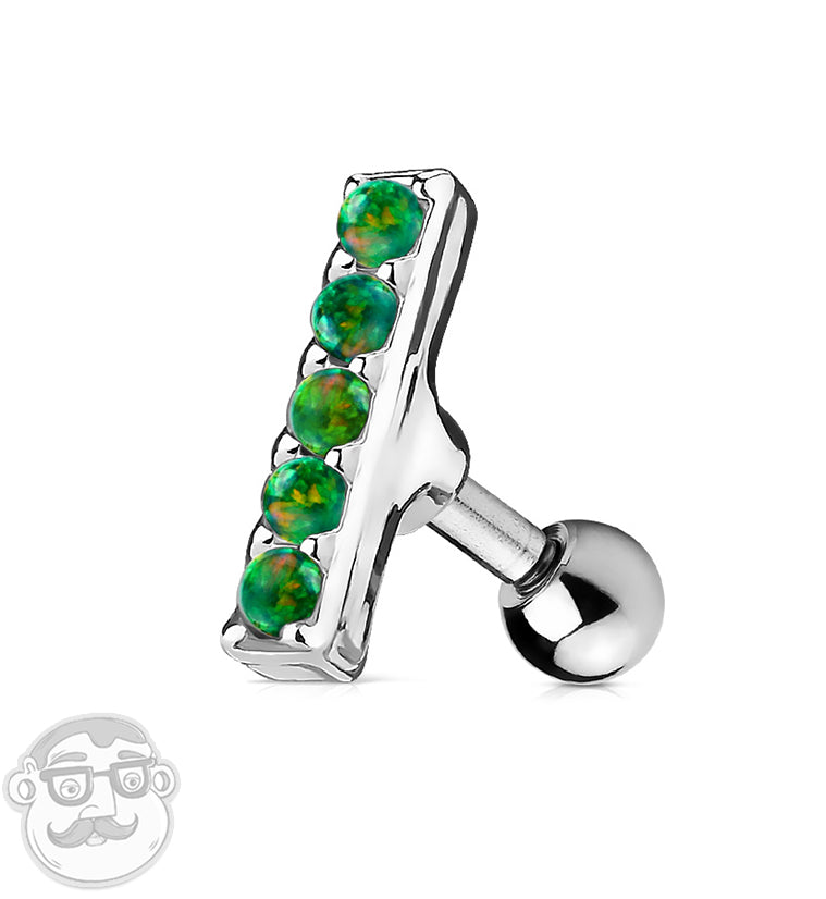 16G Green Opal Rail Cartilage Barbell