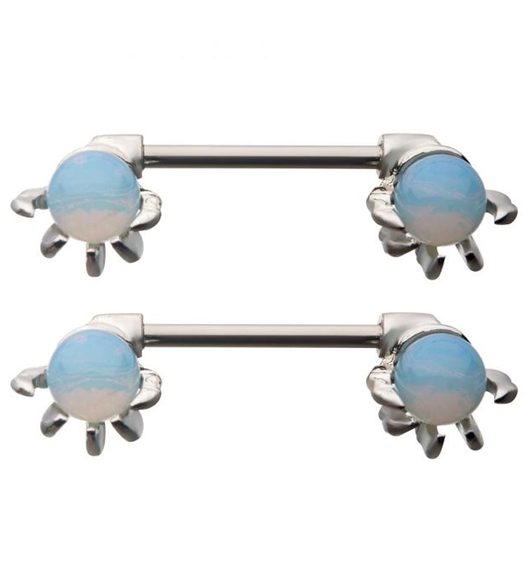 14G Opalite Claw Nipple Rings Barbell