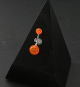 Orange UV Glitter Ball Belly Button Ring