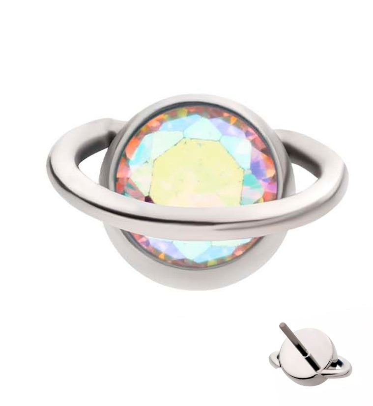 Orbit Rainbow Aurora CZ Titanium Threadless Top