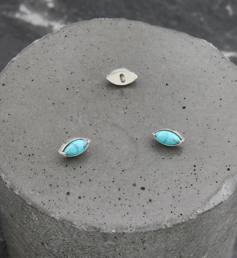 Oval Howlite Turquoise Stone Titanium Internally Threaded Top