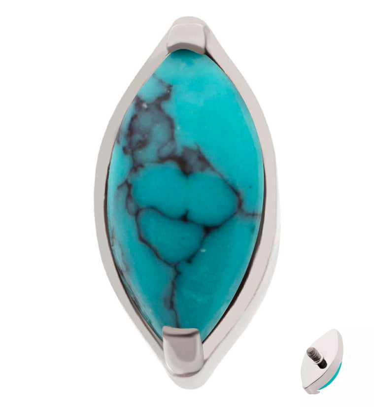 Oval Howlite Turquoise Stone Titanium Internally Threaded Top