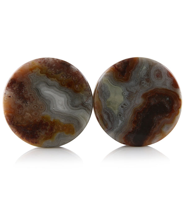 Laguna Lace Agate Stone Plugs 1 Inch (25mm) Version 18