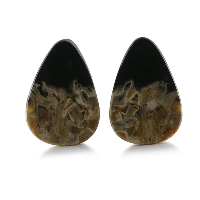 Petrified Palm Root Stone Teardrop Plugs 15/16" (24.5mm)