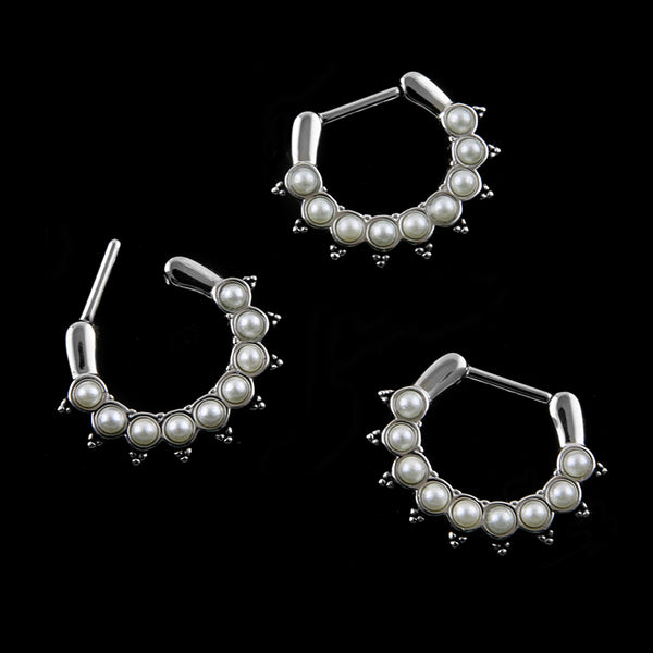 16g Pin Pearl Septum Clicker UrbanBodyJewelry
