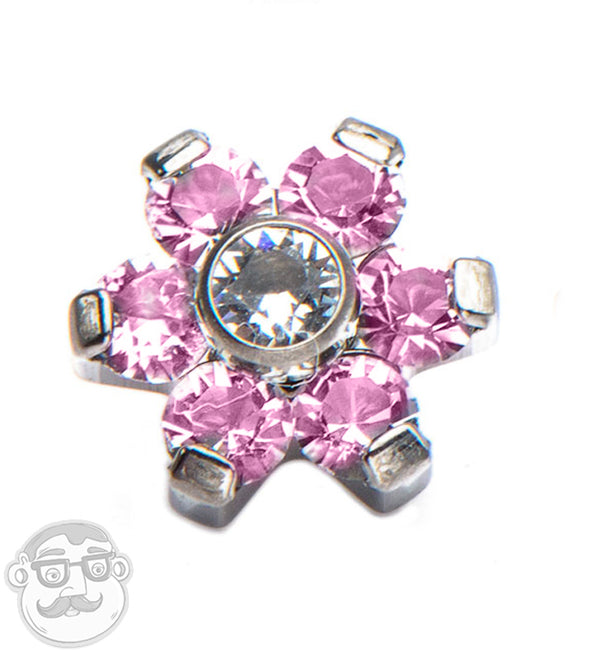 Pink & Clear Floret Titanium Threaded End