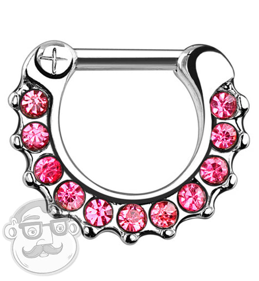 16G Pink Gem 316L Steel Septum Clicker