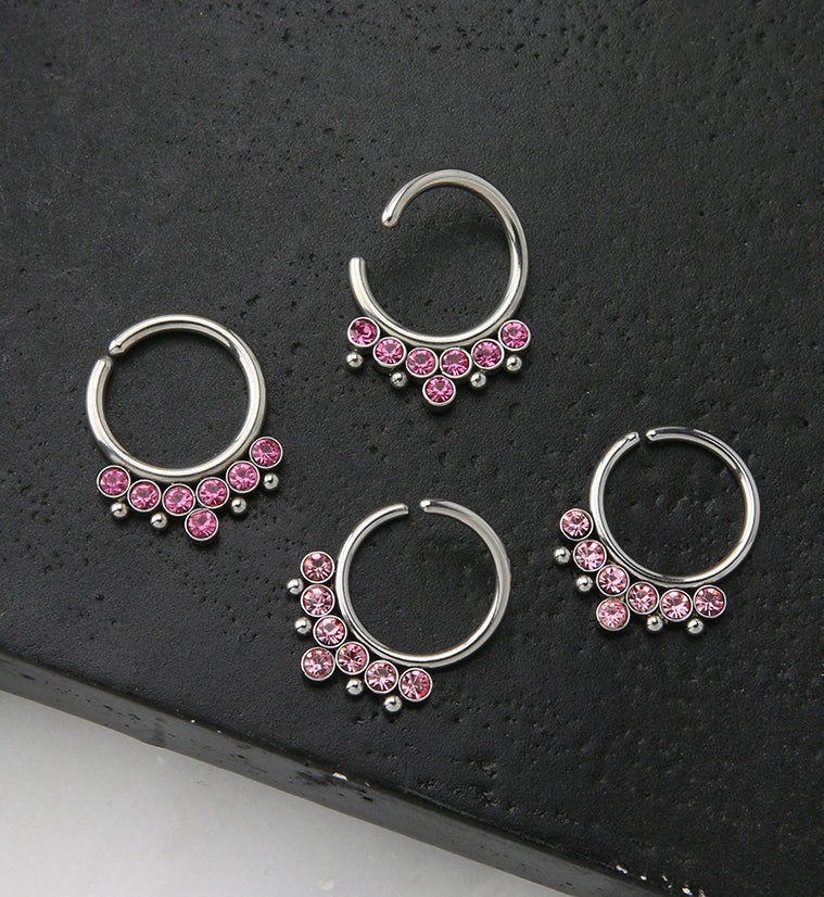 Pink CZ Rally Annealed Seamless Hoop Ring