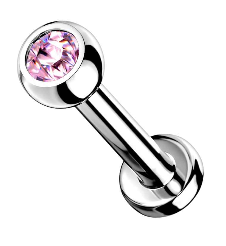 Pink Gem Titanium Internally Threaded Flat Back Post | UrbanBodyJewelry.com