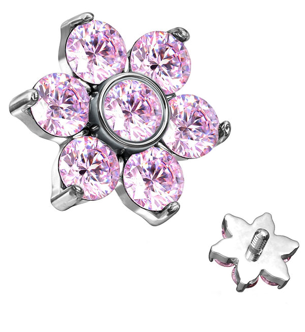 Pink CZ Floret Threaded End