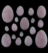 Pink Quartz Stone Teardrop Plugs