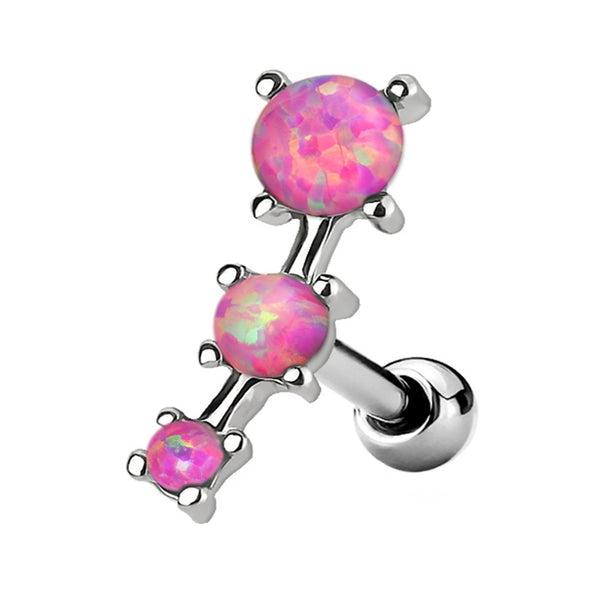 Triple Pink Opalite Ball Steel Cartilage Barbell