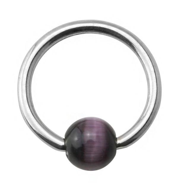 Purple Cat's Eye Captive Bead Ring