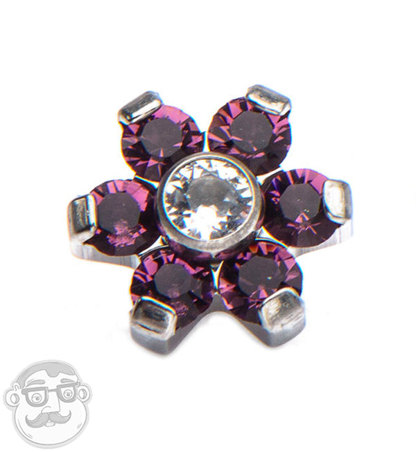 Purple & Clear Floret Titanium Threaded End