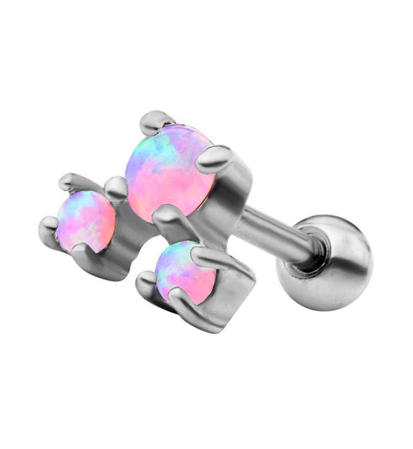 Purple Prong Set Triple Opalite Cartilage Barbell