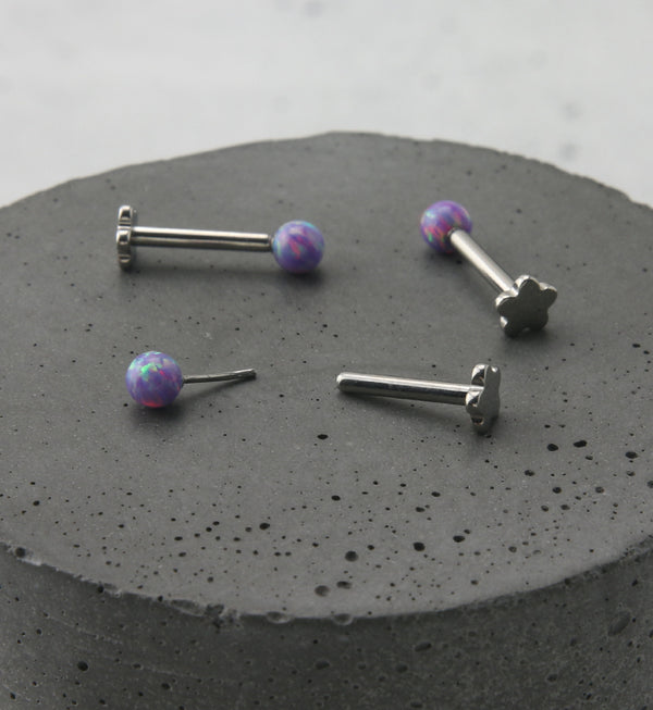 Purple Opalite Ball Titanium Threadless Labret