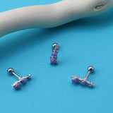 Triple Purple Opalite Ball Cartilage Barbell