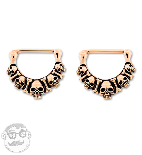 14G Rose Gold PVD CZ Rim Nipple Ring Barbell