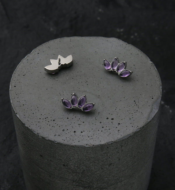 Quartet Amethyst Stone Internally Threaded Titanium Top