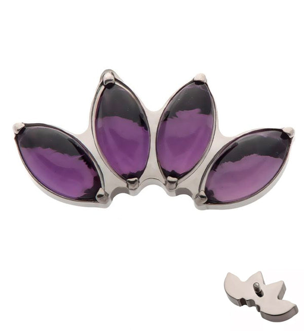 Quartet Amethyst Stone Internally Threaded Titanium Top