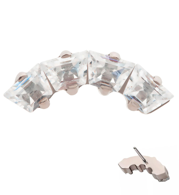 Quartet Trapezoid Arch Clear CZ Threadless Titanium Top