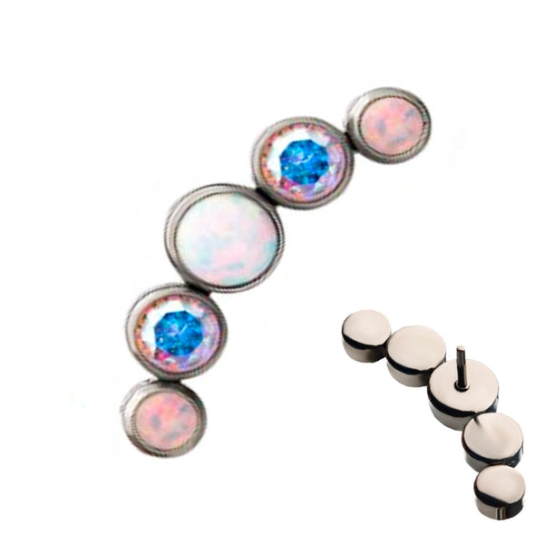 Quinate Rainbow Aurora CZ X Opalite Titanium Threadless Top