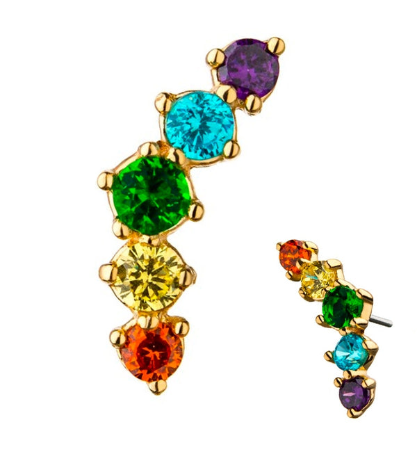 14kt Rainbow CZ Prong Set Threadless Top