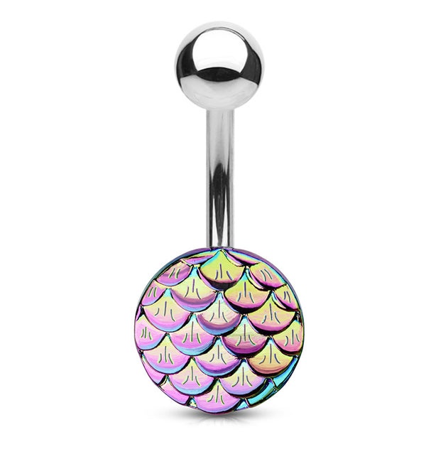 Rainbow Mermaid Scale Brass Belly Button Ring