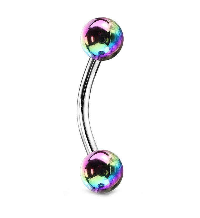 Rainbow Ory Stainless Steel Curved Barbell | UrbanBodyJewelry.com