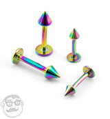 Rainbow PVD Spike Labret Flatback