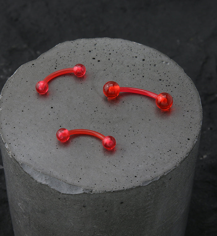 Red Acrylic Curved Barbell UrbanBodyJewelry