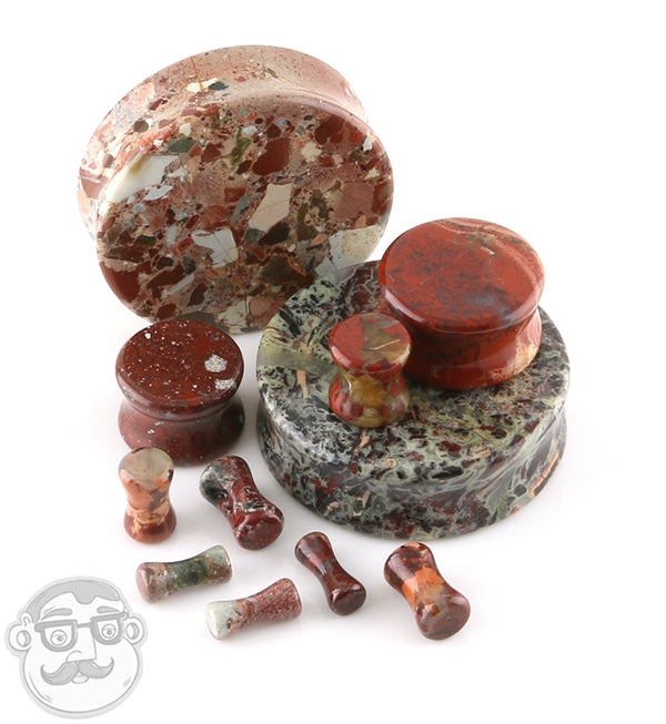 Red Brecciated Jasper Stone Plugs