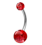 Red UV Glitter Ball Belly Button Ring