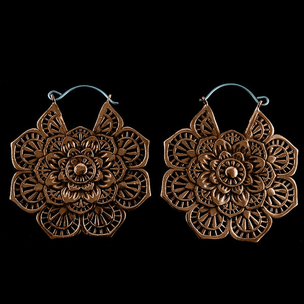 Gold mandala clearance earrings