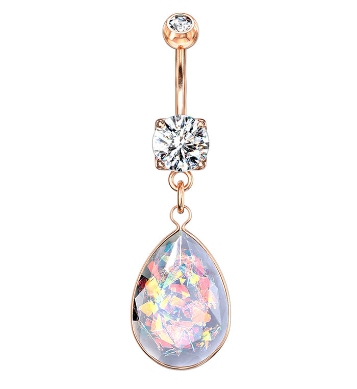 Rose gold opal belly ring store