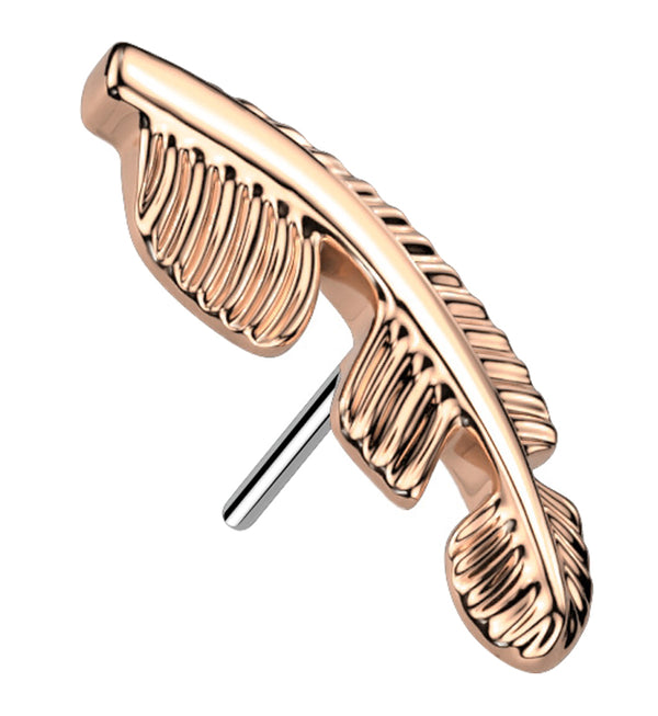 Rose Gold PVD Feather Threadless Titanium Top