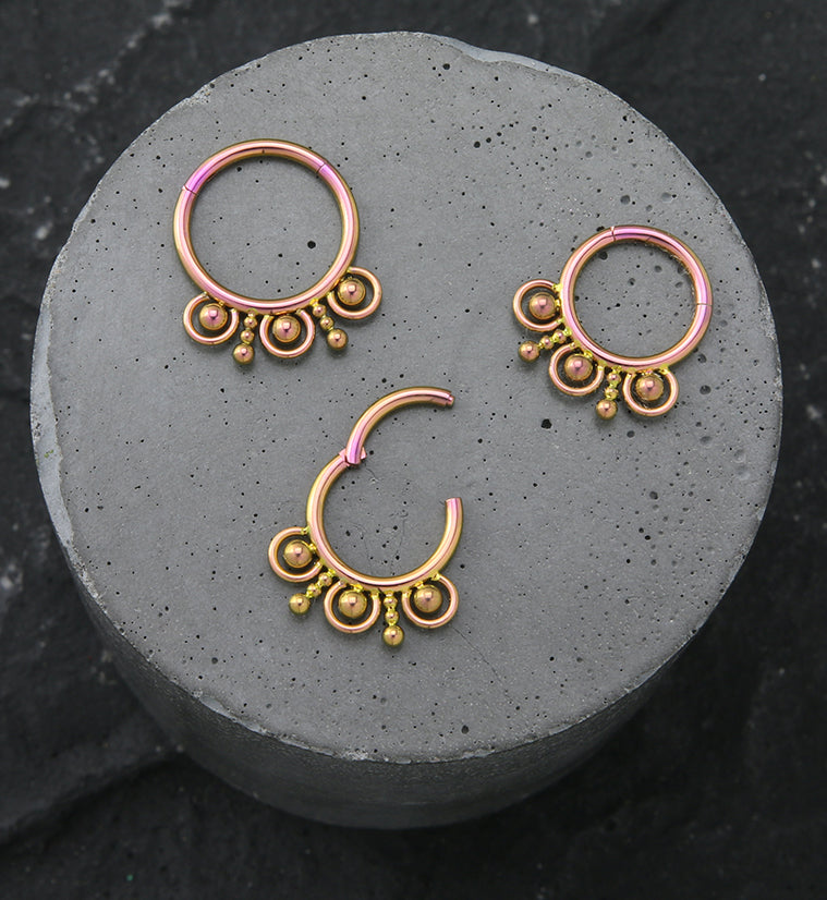 Rose Gold PVD Myriad Hinged Segment Ring | UrbanBodyJewelry.com