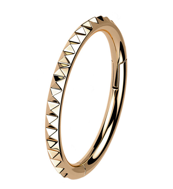 Rose Gold PVD Polyhedra Edge Titanium Hinged Segment Ring