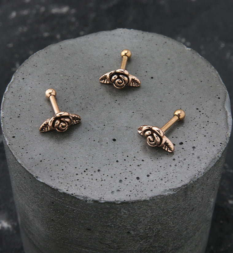 Rose Gold PVD Rose Blossom Cartilage Barbell