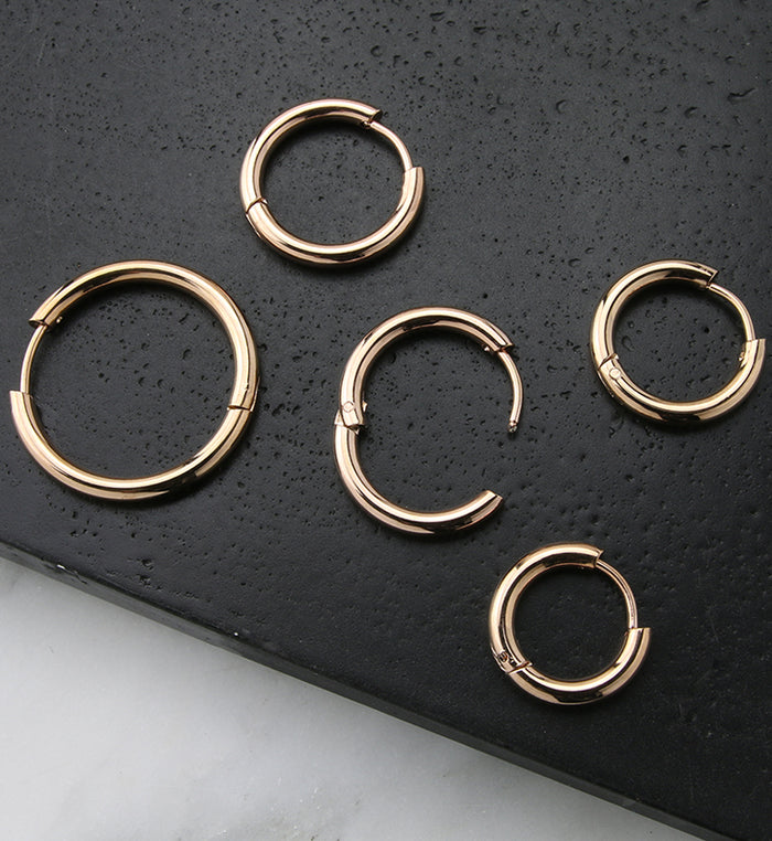 Rose gold hinged hoop earrings hotsell