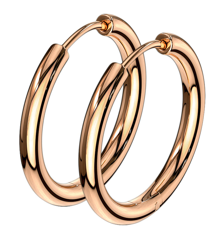 Rose gold hinged sleeper earrings deals