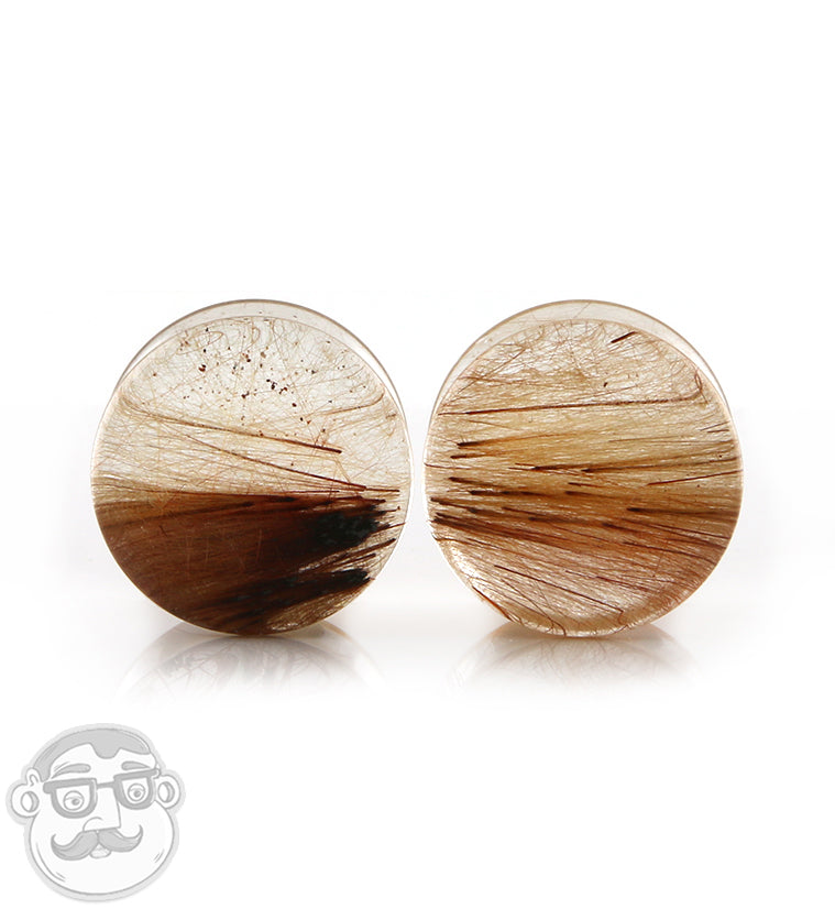 Rutilated Quartz Stone Plugs 5/8" (16mm)