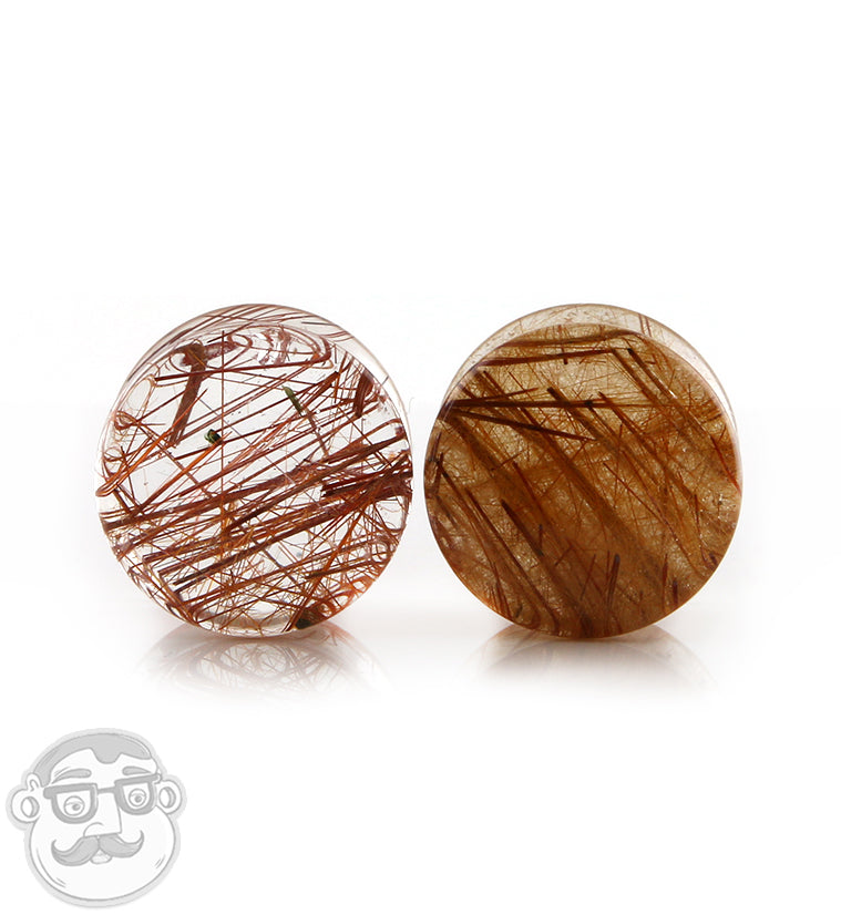 Rutilated Quartz Stone Plugs 5/8" (16mm)