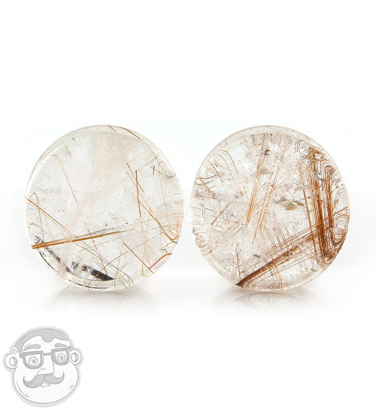 Rutilated Quartz Stone Plugs 3/4" (19mm)