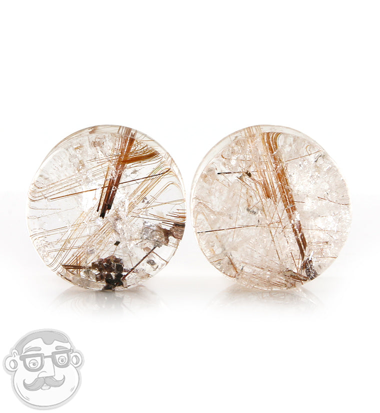 Rutilated Quartz Stone Plugs 3/4" (19mm)