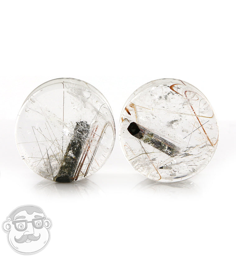 Rutilated Quartz Stone Plugs 3/4" (19mm)